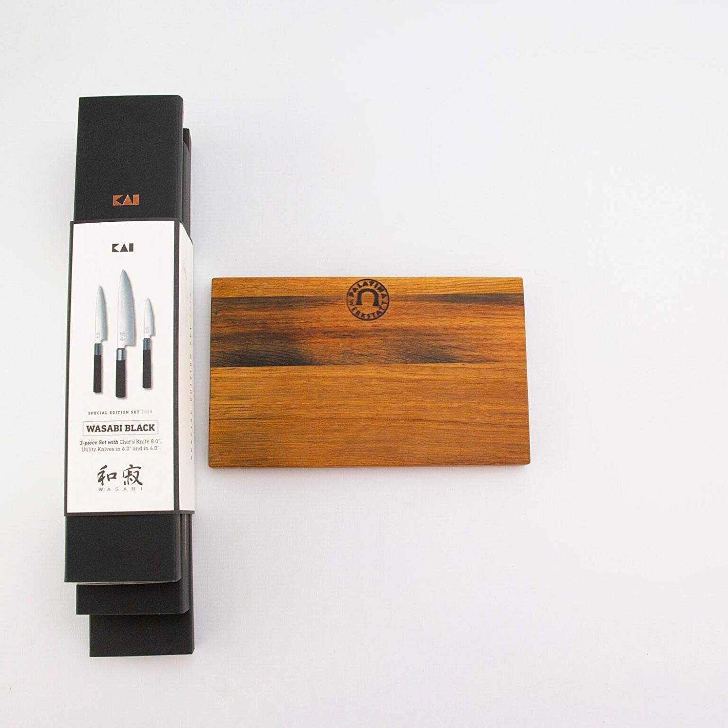 Набір ножів KAI Wasabi Black: ніж шеф-кухаря, універсальний ніж, ніж для чищення овочів + обробна дошка 25 x 15 см, фото №4