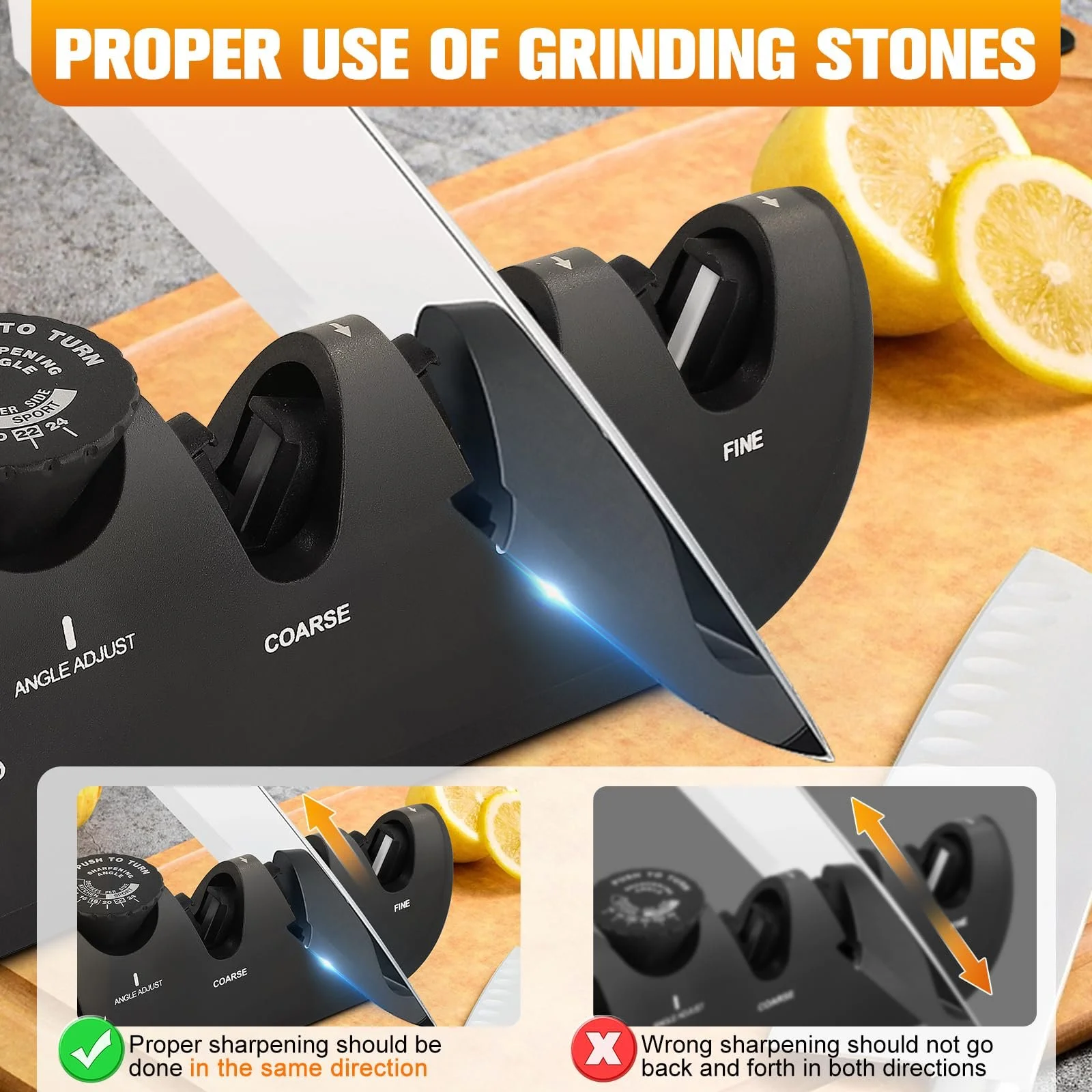 Ручне точило для ножів 4-в-1 Professional з регульованим кутом 14-24°, фото №3