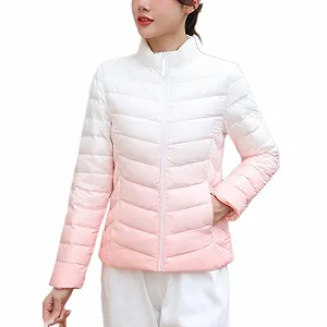 Пухова куртка жіноча Кольоровий градієнт стьобана - Фото 1