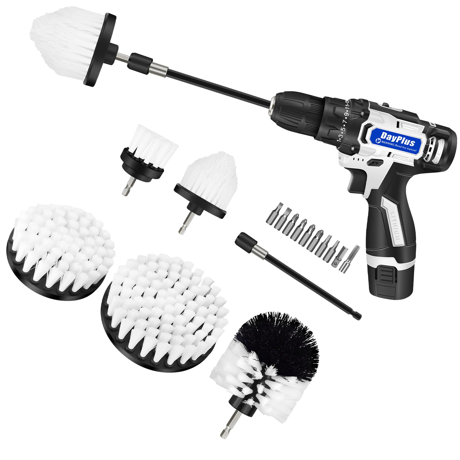 Електричний шуруповерт 2 в 1 16.8В з насадками для дрилю та щітками, фото №1