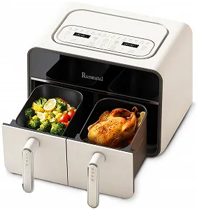 Аерофритюрниця Runnatal Dual / 2 х 4L / 2100W / Антипригарне покриття / Кремовий - Фото 1