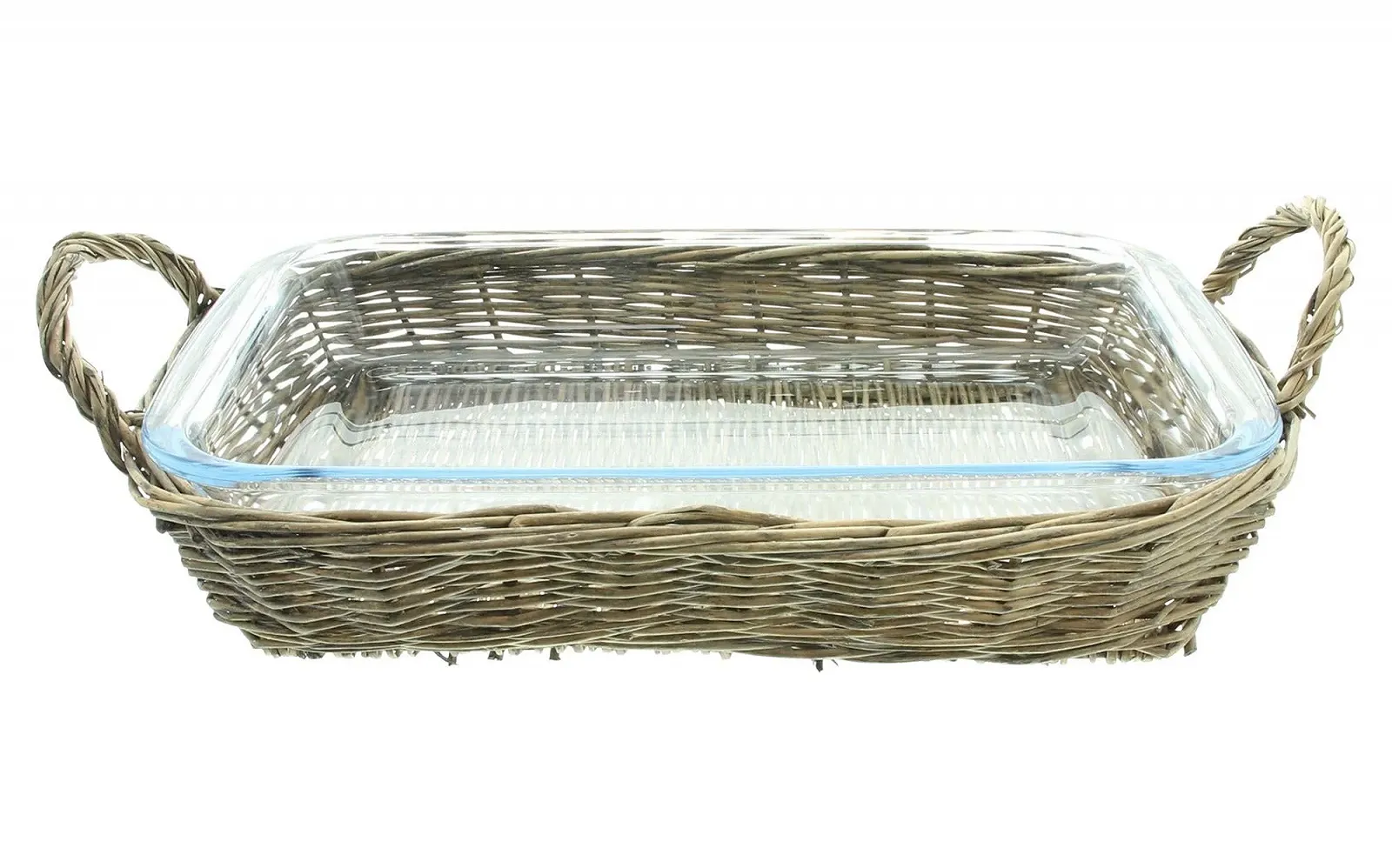 Форма для запікання Cuisine з плетеним кошиком скляна 37 x 24 x 7 см сіра, фото №1