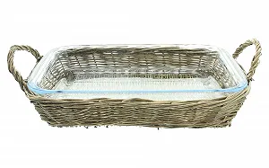 Купити Форма для запікання Cuisine з плетеним кошиком скляна 37 x 24 x 7 см сіра - Фото 1 Форма для запікання Cuisine з плетеним кошиком скляна 37 x 24 x 7 см сіра - Фото 1