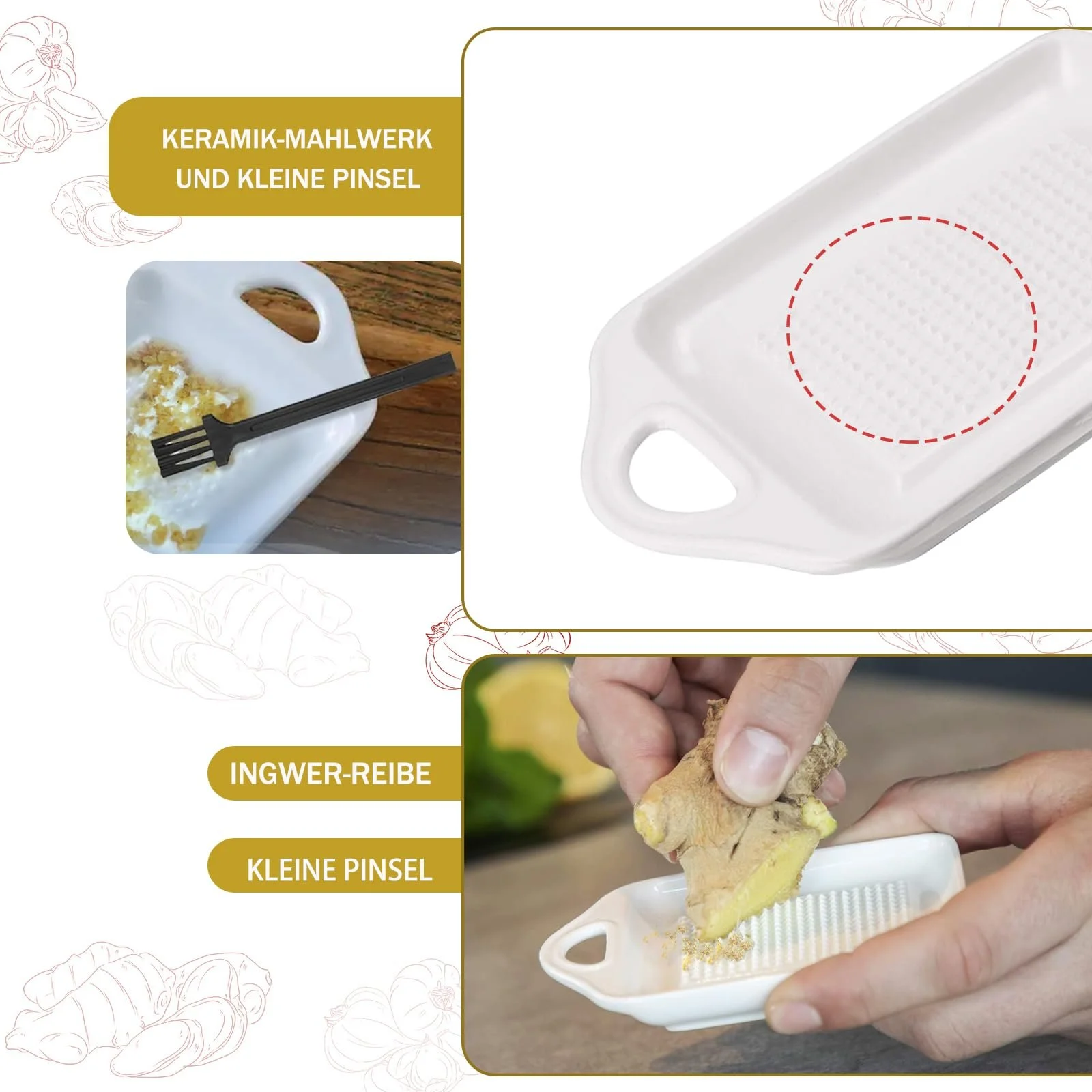 Терка керамічна, кругла порцелянова, фото №4