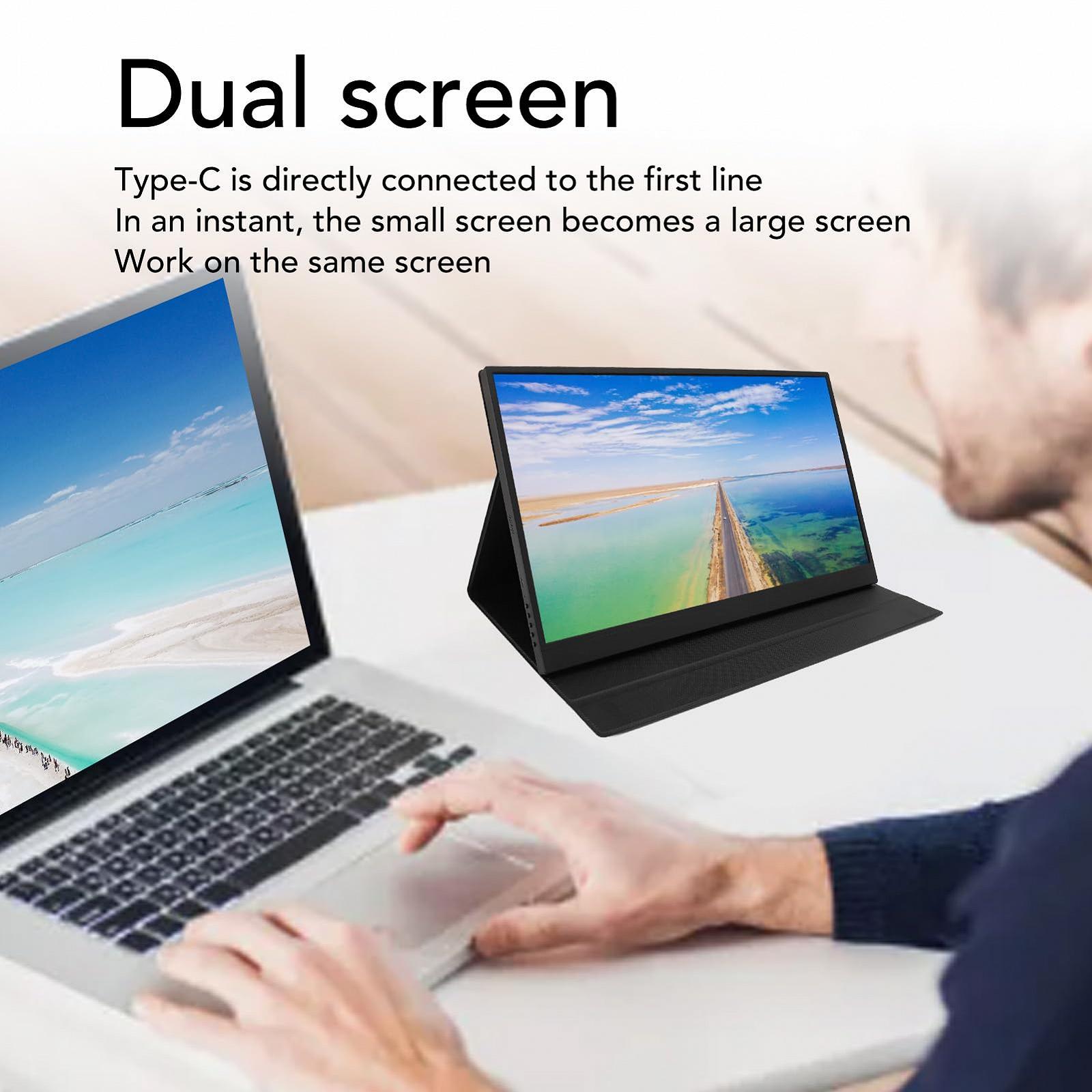 Портативний Монітор Plyisty 2.5K 17.3 дюйма 2560 x 1440 IPS з регульованою підставкою та отворами для кріплення VESA, 2 порти USB C 3.1, фото №2