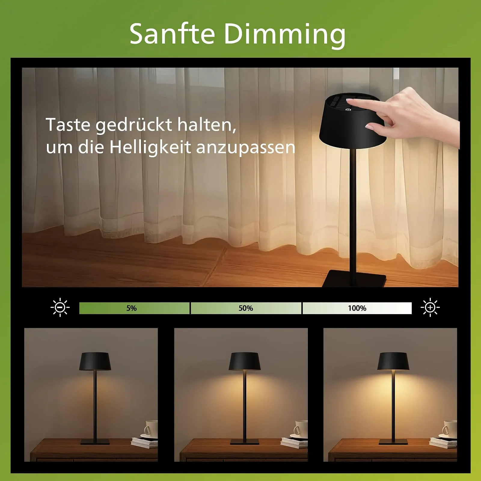 Настільна лампа Philips Solar на сонячній батареї портативна світлодіодна акумуляторна з 2 рівнями регулювання висоти сенсорна вологозахищена Чорний, набір з 2 шт., фото №3