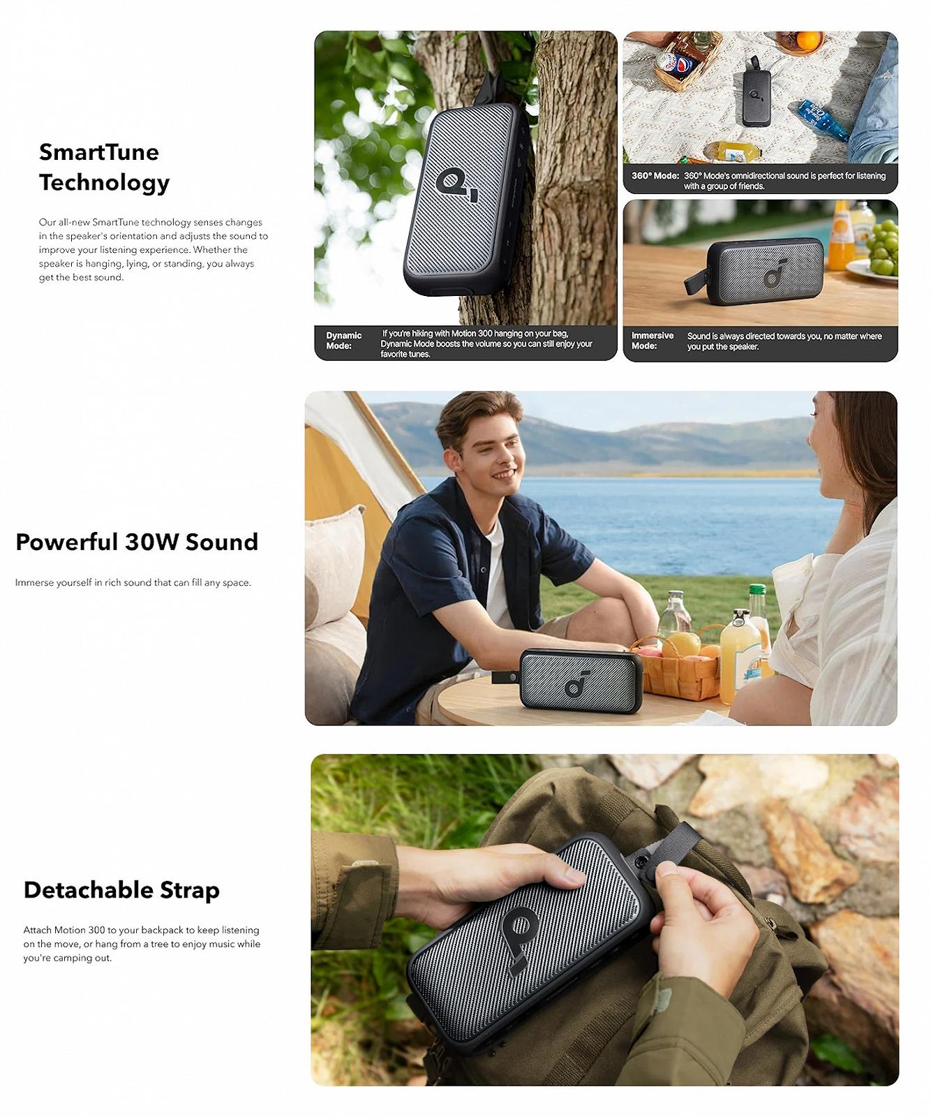 Портативна колонка Anker Soundcore Motion 300 Blue Hi-Res LDAC 30Вт IPX7 Bluetooth 5.3 (Soundcore Motion 300), фото №11