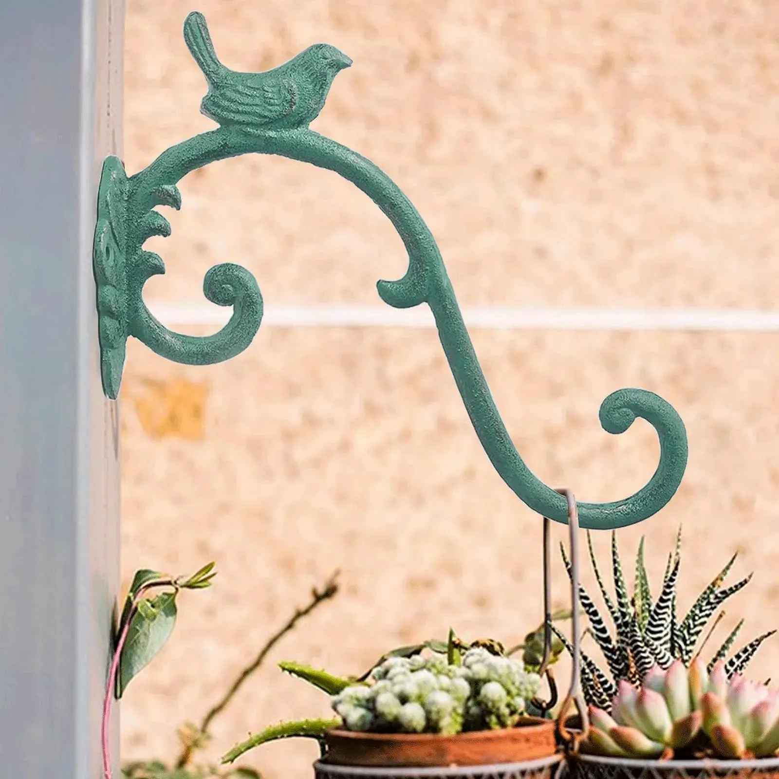 Гачок настінний для підвісних кошиків та горщиків Чавунний із птахом Antique Green, фото №2 Гачок настінний для підвісних кошиків та горщиків Чавунний із птахом Antique Green, фото №2