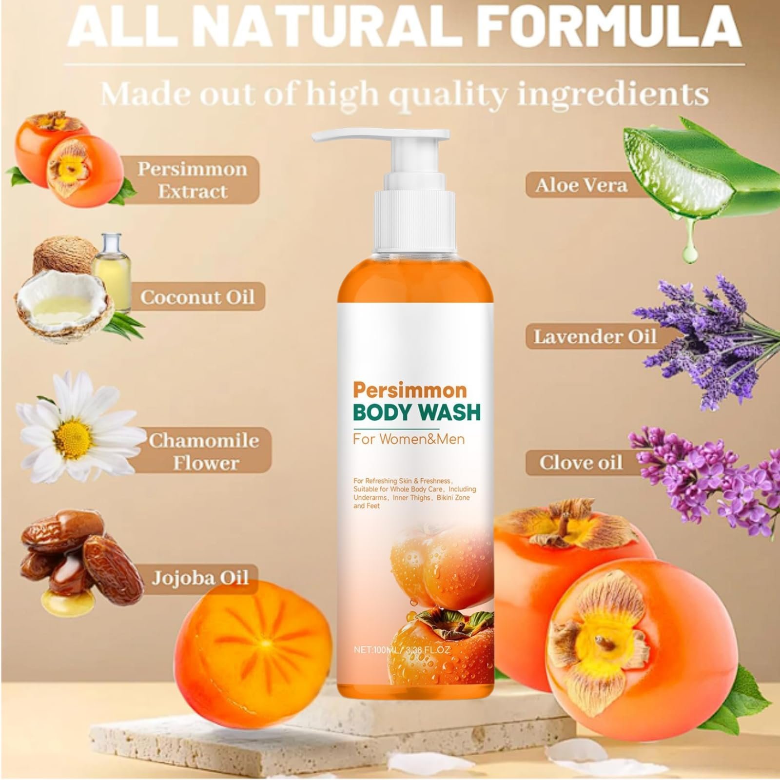 Гель для душу Persimmon Натуральний дезодоруючий 2 шт, фото №2