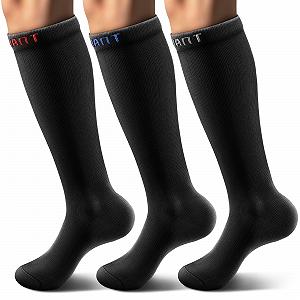 Компрессионные чулки KEMISANT 3 пары, компрессионные носки для женщин и мужчин, поддерживающие гольфы для бега, спорта, полетов, путешествий - Фото 1