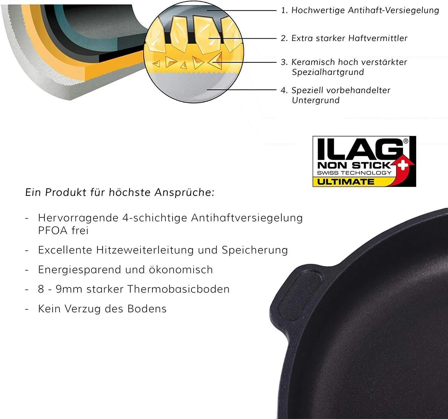 Каструля квадратна Eurolux 28 см з литого алюмінію для індукції та духовки PFOA-Free, фото №5