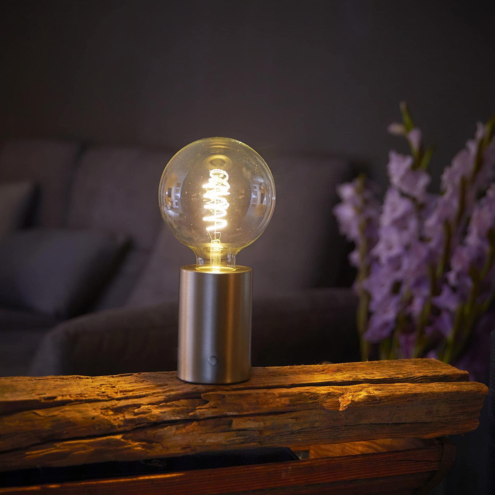 Світлодіодна настільна лампа Northpoint Edison Style 2000 мАг з сенсорним димером Сталь Прозоре скло, фото №5