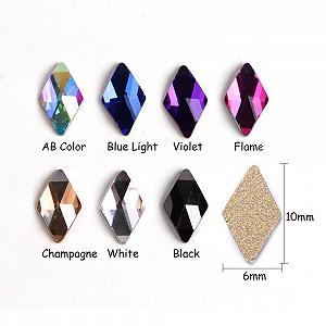 Кришталеві Ромбовидні Блискітки для Нігтів Стрази Скло Плоска Основа 3D Діамант 6 x 10 мм synthetic.ua - Фото 1
