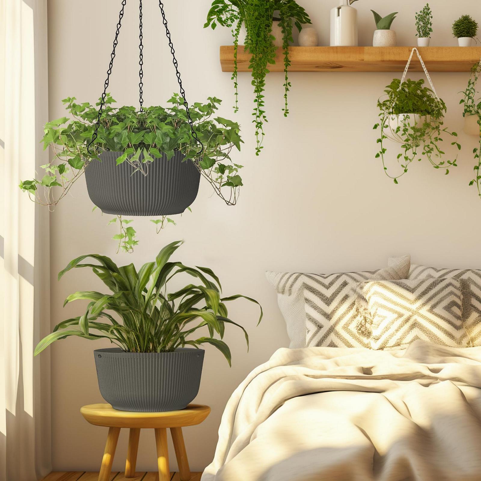 Підвісні вазони T4U Набір з 2 шт. Φ25 см з ланцюгами та системою поливу Чорний матовий, фото №8 Підвісні вазони T4U Набір з 2 шт. Φ25 см з ланцюгами та системою поливу Чорний матовий, фото №8