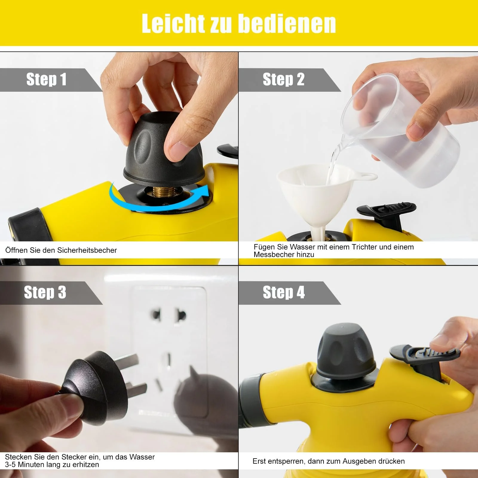 Пароочисник ручний багатофункціональний RELAX4LIFE 350 мл 9 аксесуарів 3 бар 1050 Вт, фото №5