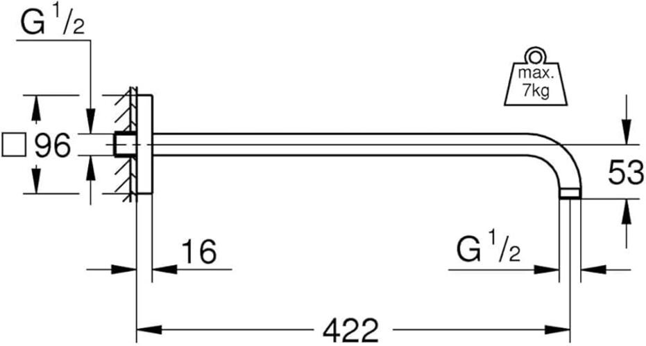 Душовий кронштейн 422 мм Grohe Rainshower (26145000), фото №3