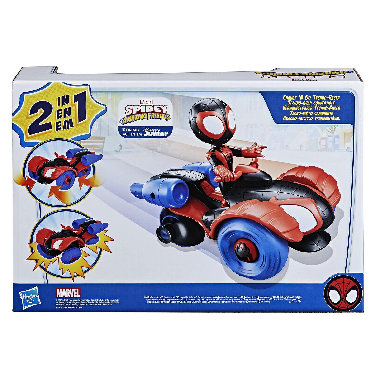Фігурка Spidey and his Amazing Friends Marvel Transformable Techno-Racer та Miles Morales Spider-Man, 10 см, фото №5