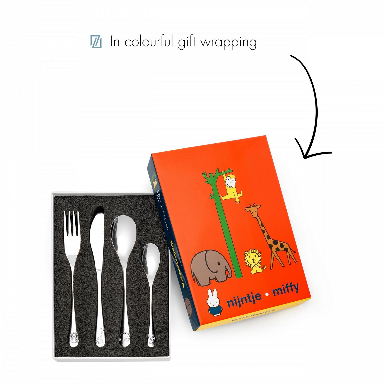 Набор столовых приборов Zilverstad Miffy Zoo Design, 4 предмета, 16 / 17 / 16 / 13 см, нержавеющая сталь 18/10, фото №3 Набор столовых приборов Zilverstad Miffy Zoo Design, 4 предмета, 16 / 17 / 16 / 13 см, нержавеющая сталь 18/10, фото №3