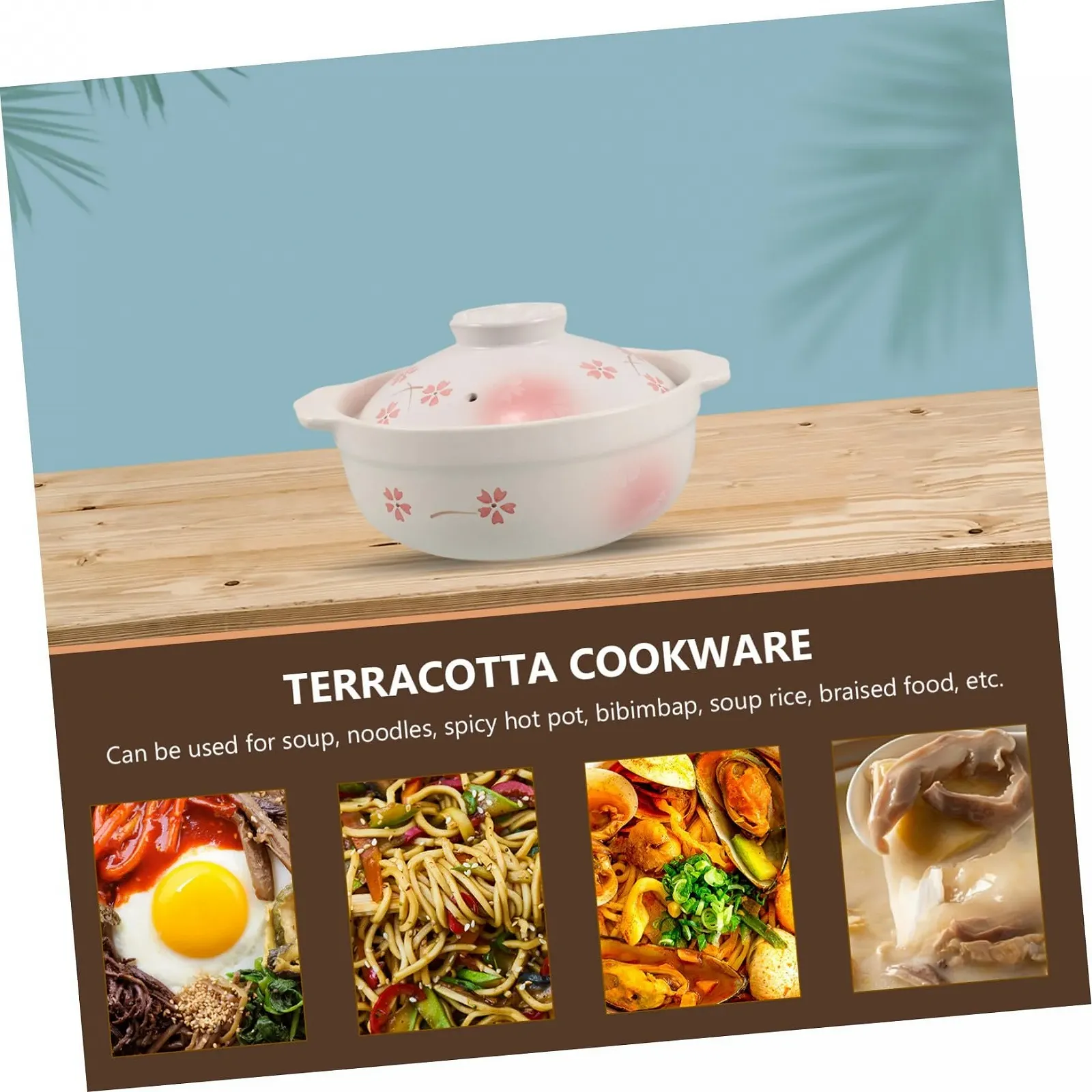 Глиняный горшок Donabe Японский жаростойкая керамика с крышкой, фото №8