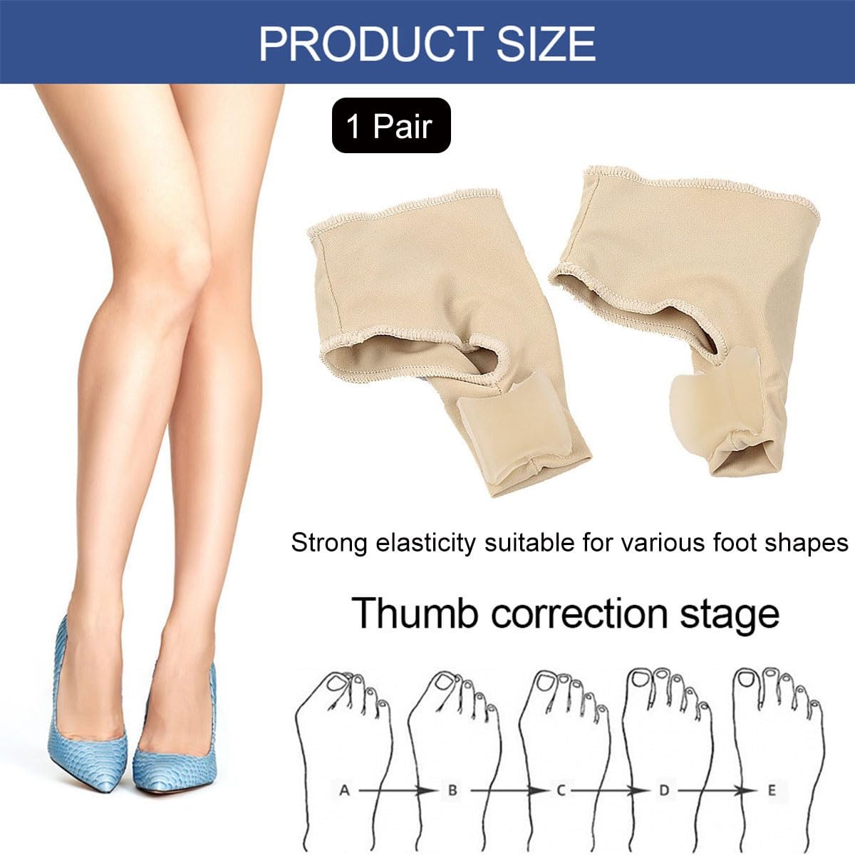 Коректор Hallux Valgus, Роздільник пальців, Бежевий, фото №6