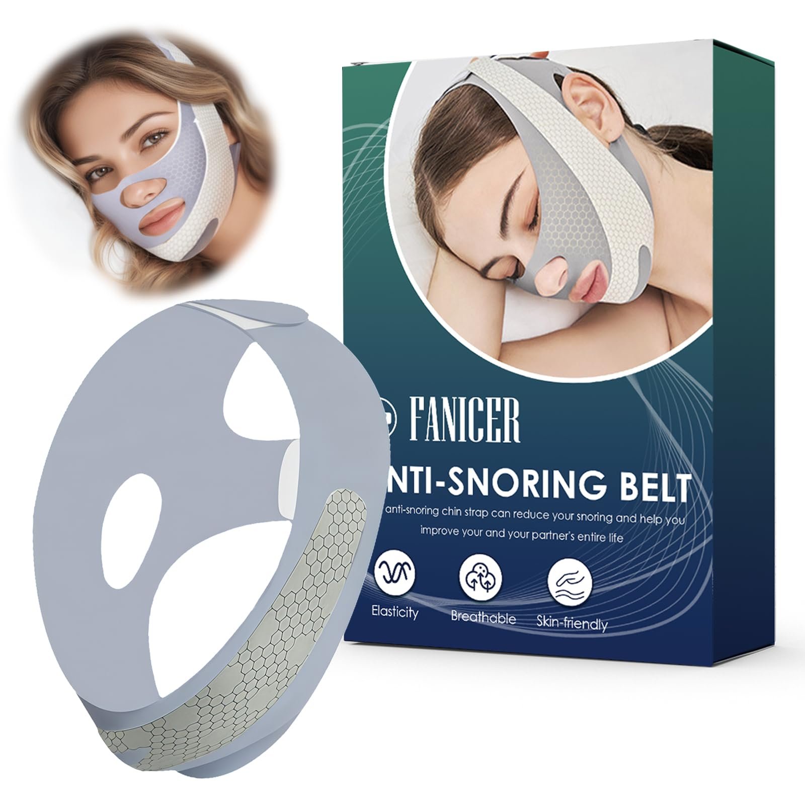 Ремешок против храпа на подбородок, регулируемый, дышащий, фото №1