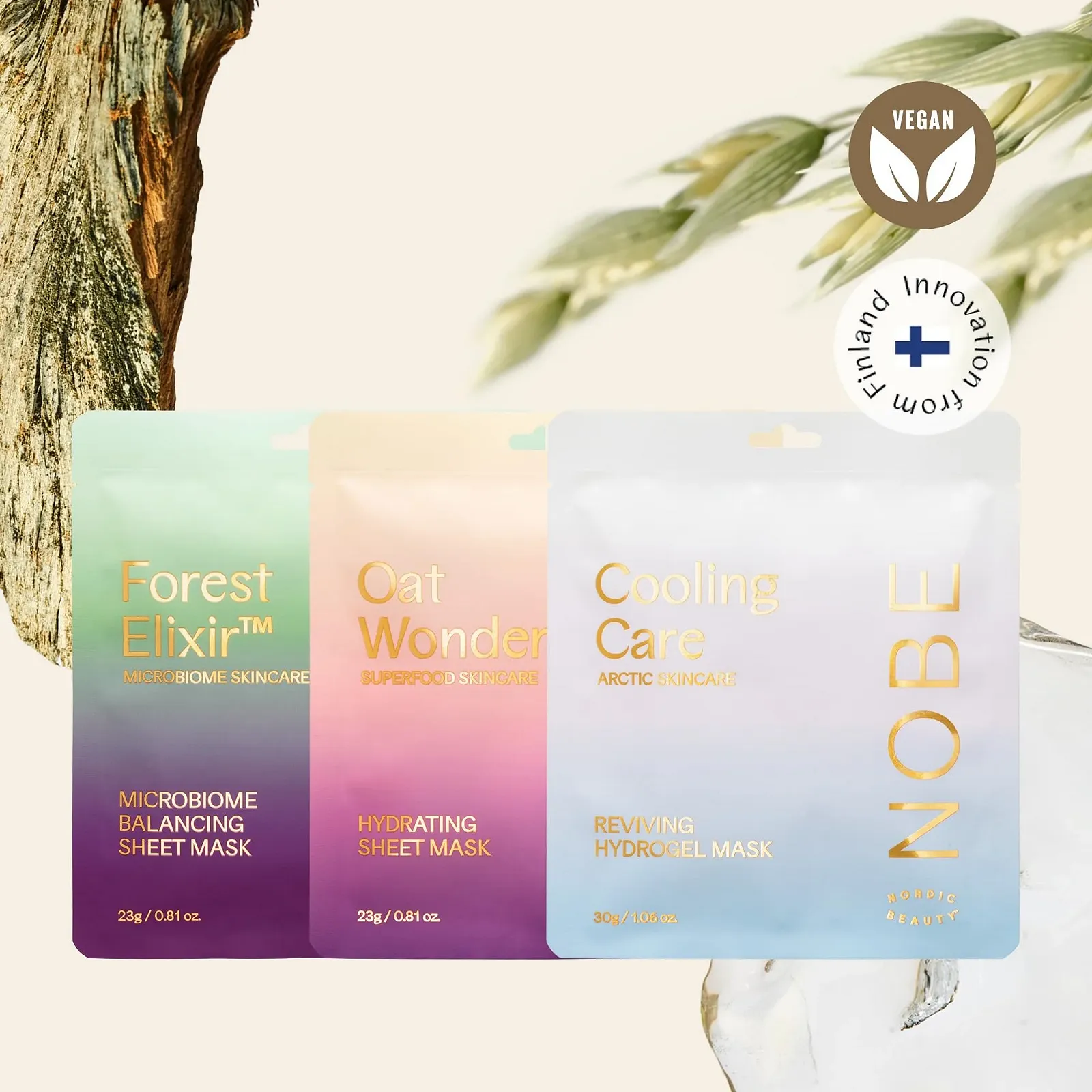 Тканинна Маска Nobe Trio - Набір з 3 Масок для Обличчя Балансуюча, Зміцнююча, Зволожуюча, фото №2