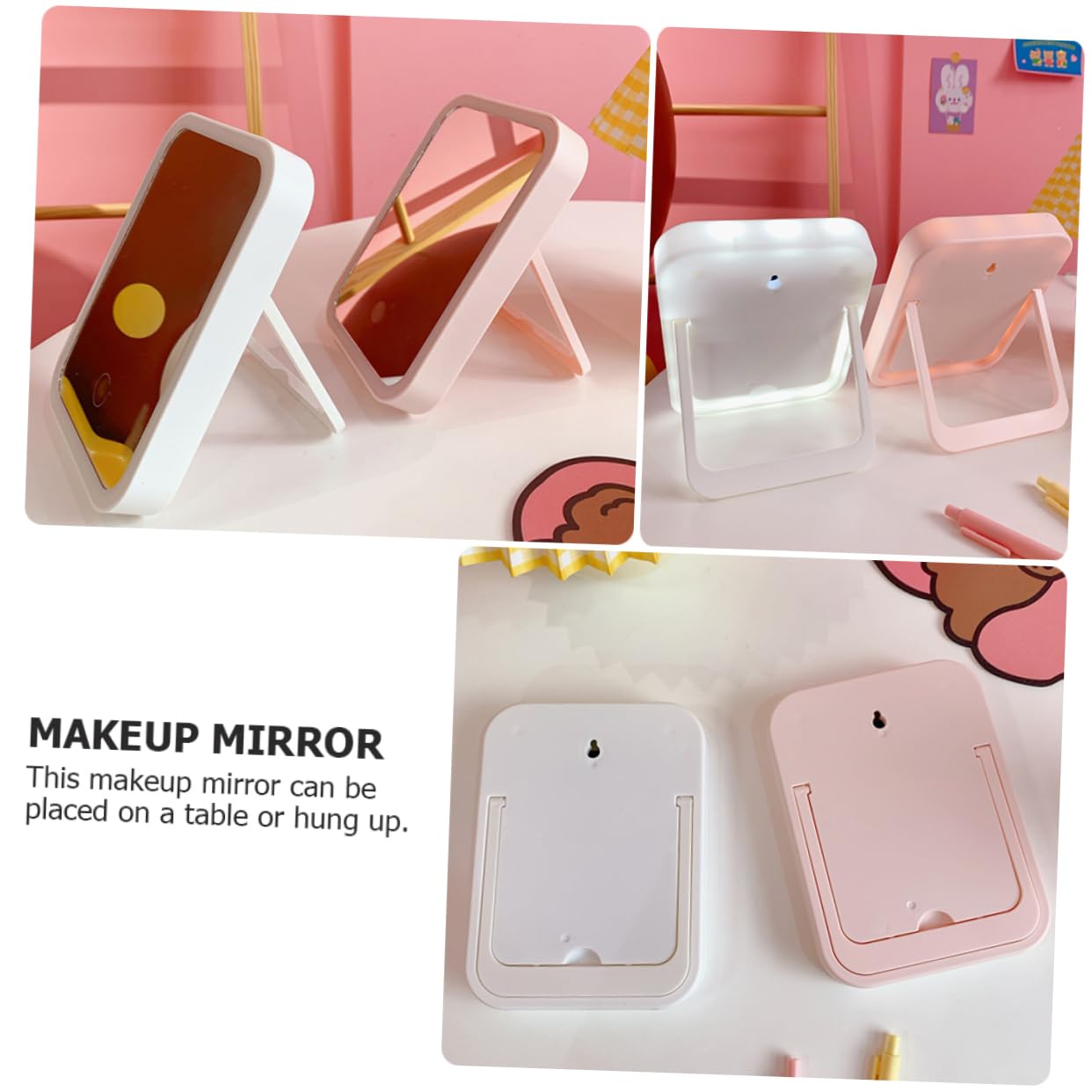 Зеркало Angoily Kosmetikspiegel 1 STK подсвеченное для макияжа японское LED диодное настольное для путешествий с подсветкой пластиковое белое складное настольное, фото №2 Зеркало Angoily Kosmetikspiegel 1 STK подсвеченное для макияжа японское LED диодное настольное для путешествий с подсветкой пластиковое белое складное настольное, фото №2