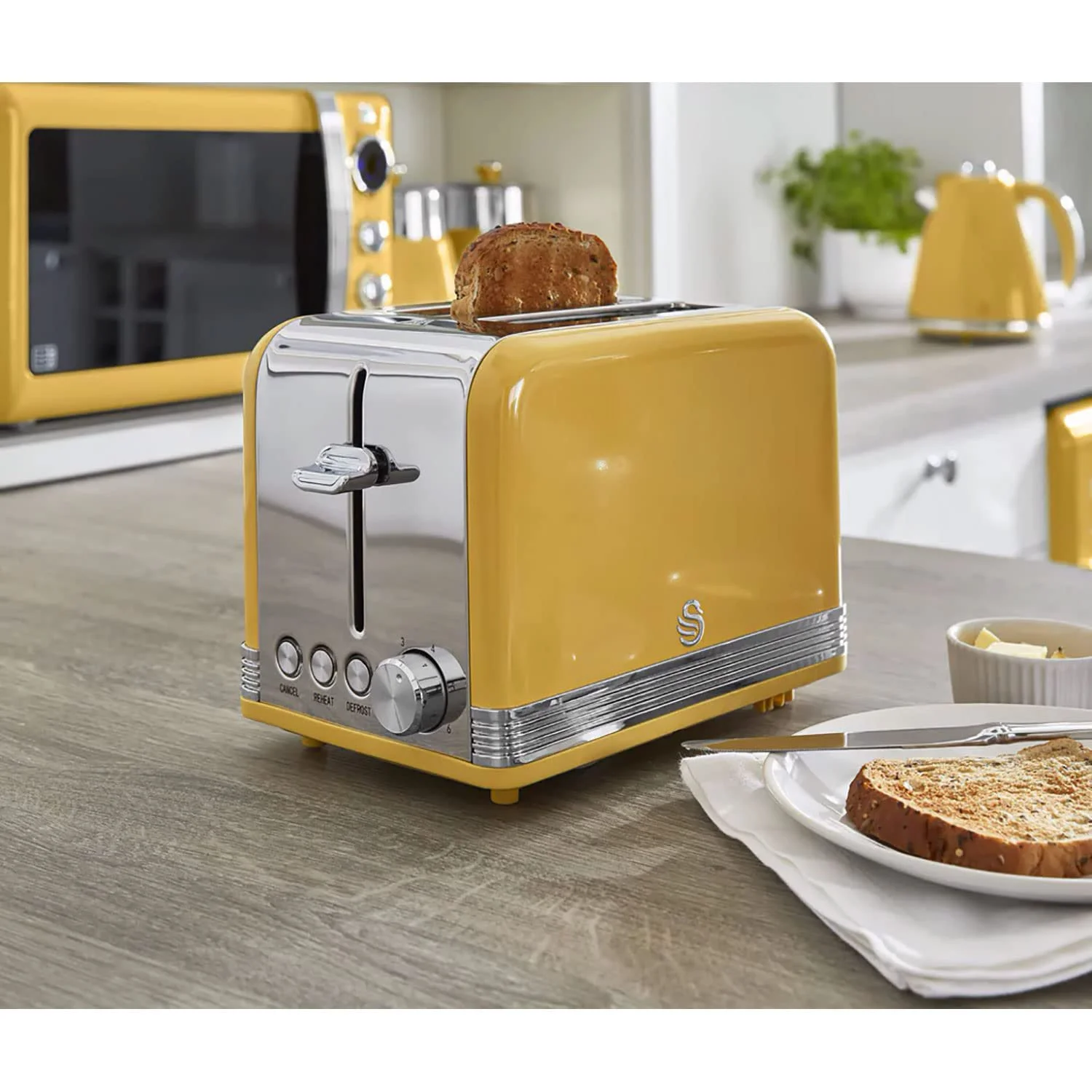 Тостер Swan Retro на 2 скибочки Жовтий, фото №4