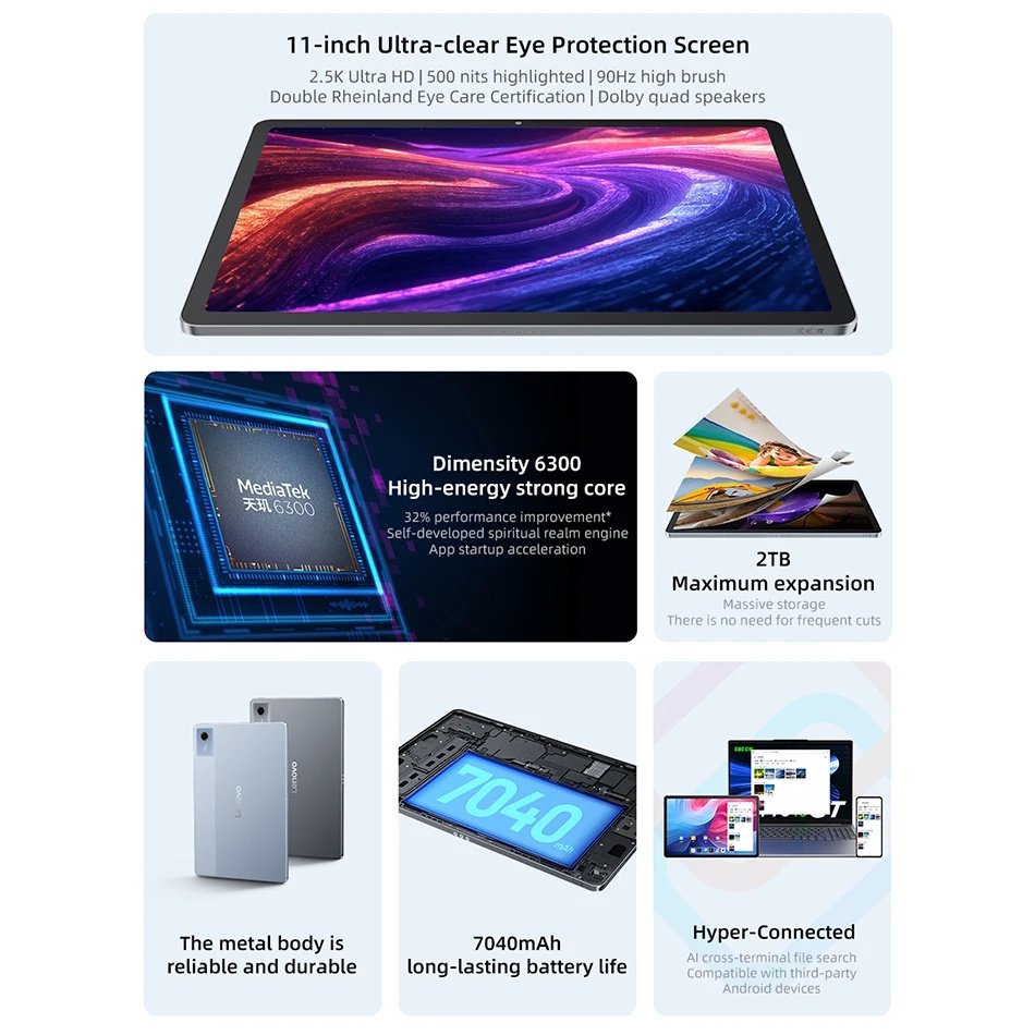 Планшет Lenovo Xiaoxin Pad 11" 2025 6/128Gb 2.5К Dimensity 6300 Dolby Atmos WiFi, фото №3