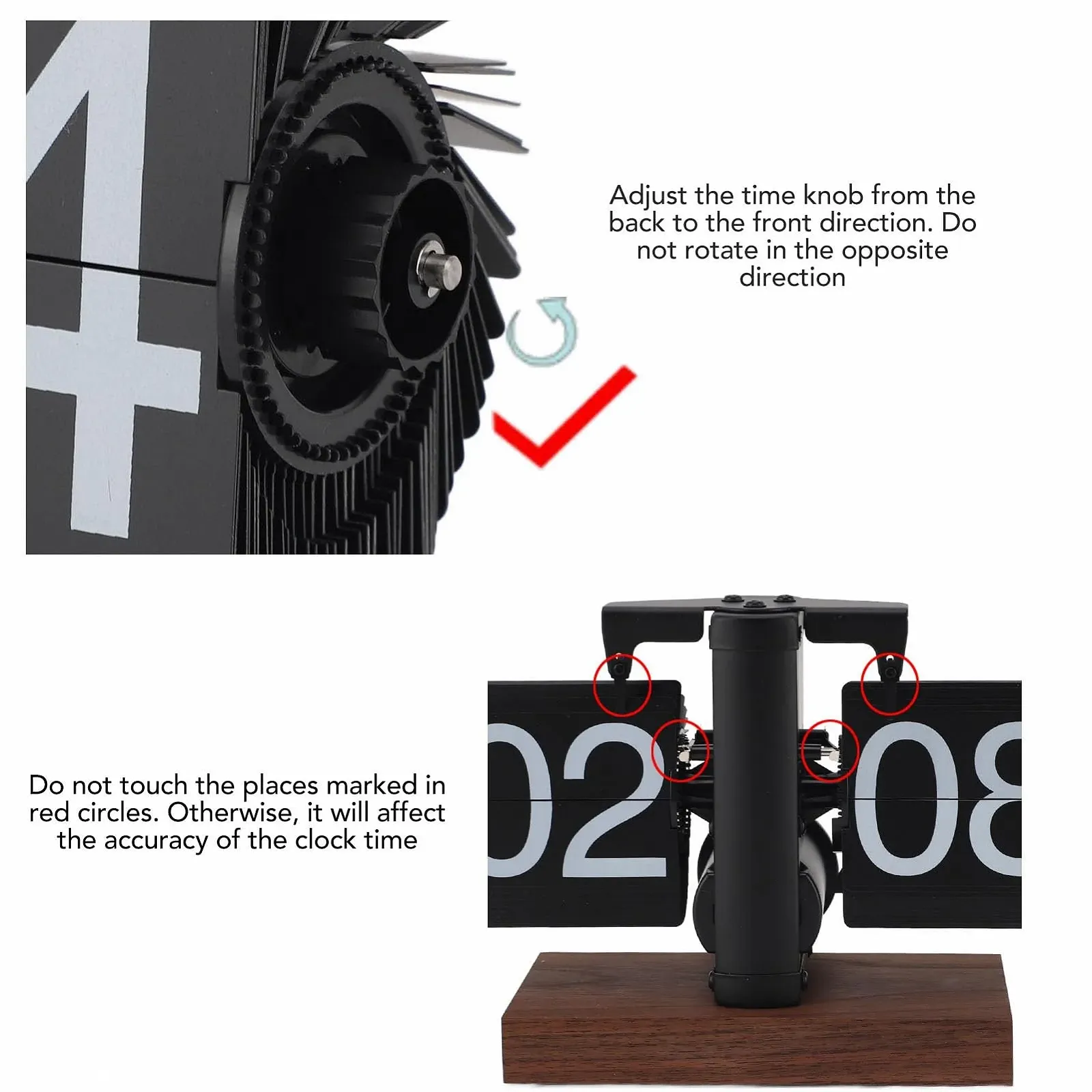 Настільний годинник Atyhao Вінтажний 24-годинний перекидний з регульованою батарейкою, фото №7