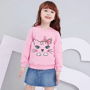 Світшот LXKA для дівчат, літня, рожева, з малюнком (єдиноріг, акула, повітряна куля) synthetic.ua - Фото 1