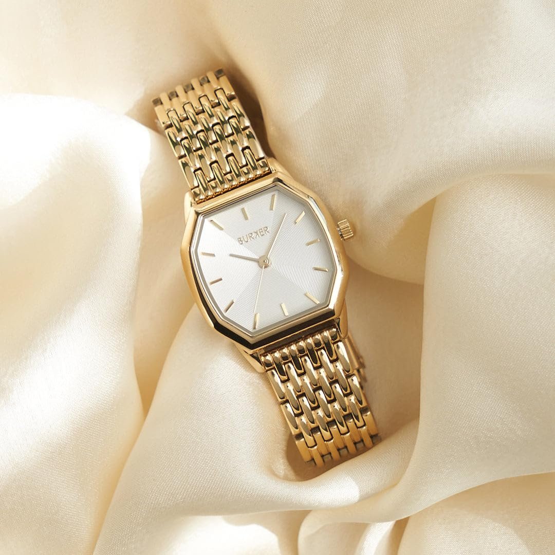 Женские часы BURKER Julia Шестиугольный корпус, браслет-звенья, нержавеющая сталь, аналоговый кварцевый, 3 ATM водонепроницаемость - 32 мм - Золотой Белый, фото №2 Женские часы BURKER Julia Шестиугольный корпус, браслет-звенья, нержавеющая сталь, аналоговый кварцевый, 3 ATM водонепроницаемость - 32 мм - Золотой Белый, фото №2