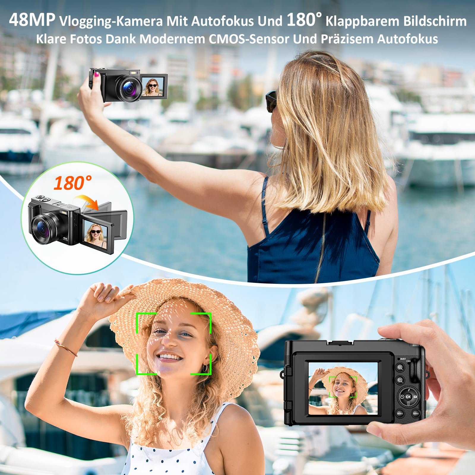 Цифровой Фотоаппарат 4K Компактный Цифровой фотоаппарат 48MP с Автофокусом, 3 Дюймовый 180

Складной Экран, 16X Цифровой Зум, Карта Памяти 32GB, 2 Батареи, фото №4