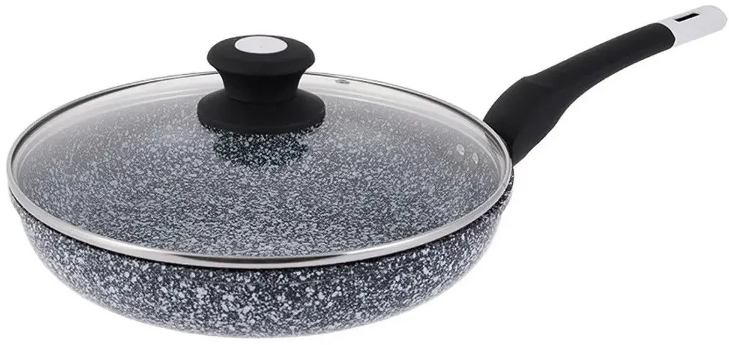 Сковорода с крышкой 18 см светлый гранит UNIQUE UN-5112 Антипригарная Гранитная, фото №2 Сковорода с крышкой 18 см светлый гранит UNIQUE UN-5112 Антипригарная Гранитная, фото №2