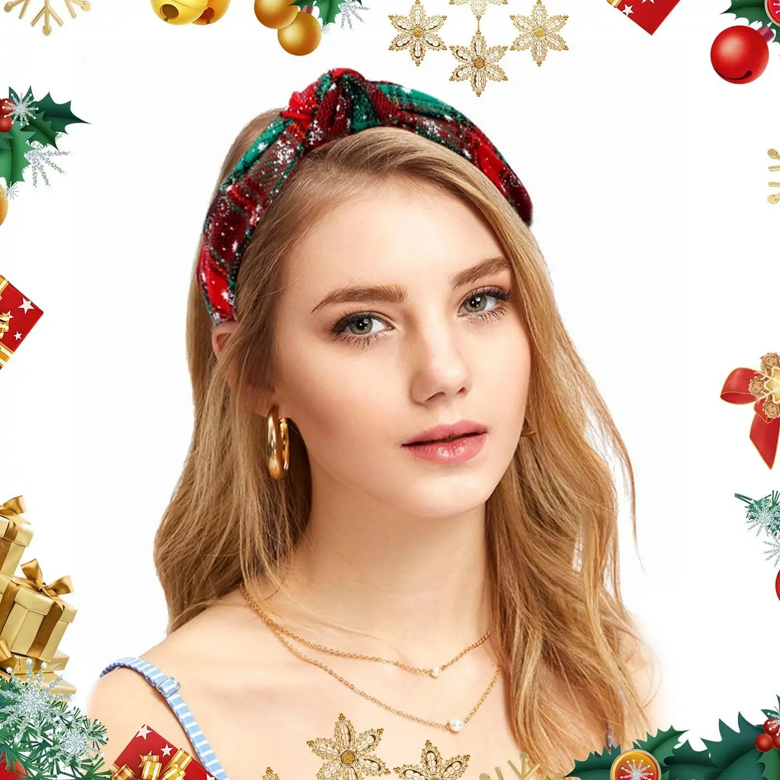 Обруч для волосся Жіночий В клітку Плетений, фото №6