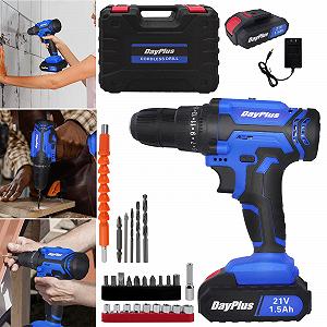Акумуляторний Шурупокрут 21V з 1 батареєю 1.5Ah 42Nm Макс акумуляторний дриль 2 швидкості 25+1 налаштування крутного моменту 10мм патрон LED світло для дому та DIY - Фото 1