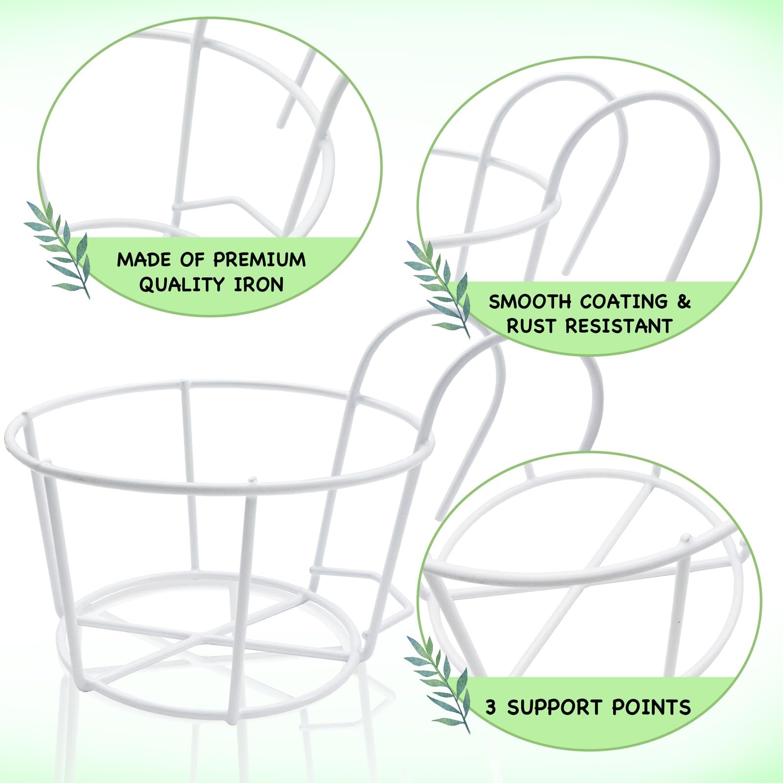 Набір тримачів для квіткових горщиків 3 шт. Металеві Круглі Білі, фото №3 Набір тримачів для квіткових горщиків 3 шт. Металеві Круглі Білі, фото №3