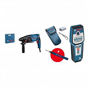 Перфоратор Bosch Professional GBH 2-21 SDS Plus с дополнительной рукояткой, тканью для машины, ограничителем глубины + GMS 120 Трековый прибор - Фото 1