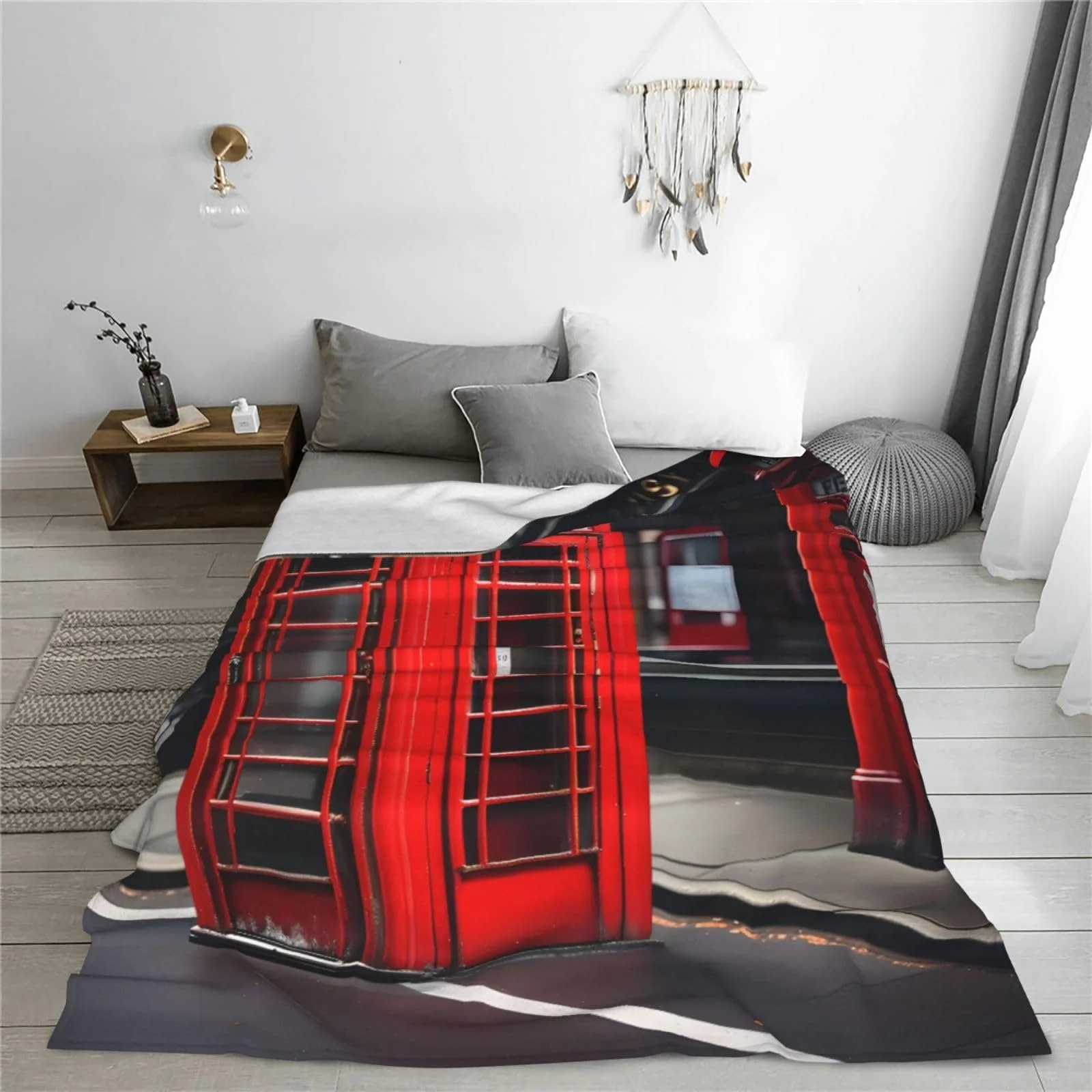 Фланелева Покривало Red Phone Booth London Street, надм'яка, зручна та тепла, фото №7