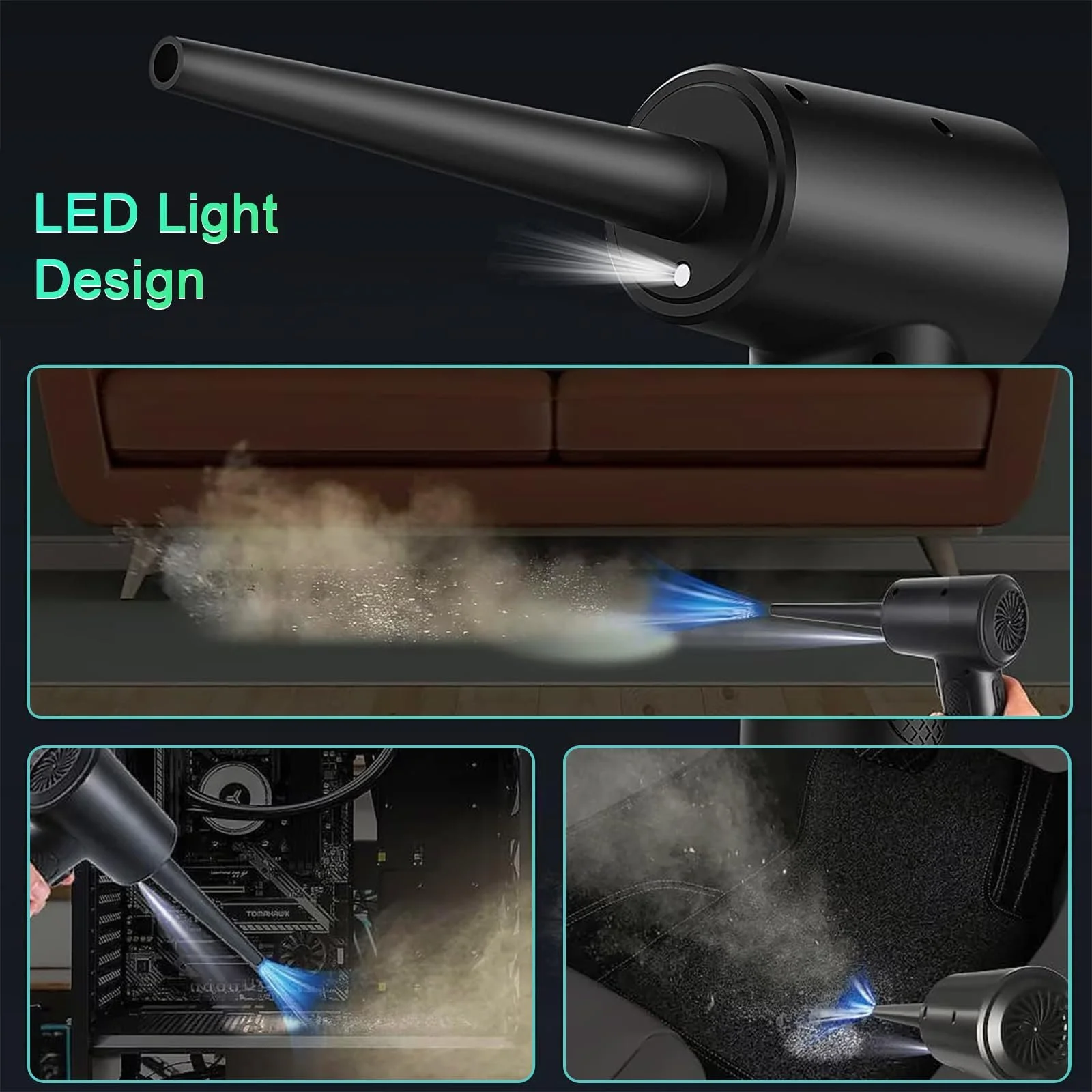 Акумуляторний повітродувка  та пилосос 2 в 1 3 швидкості 110000 RPM 7600mAh LED-підсвічування, фото №5