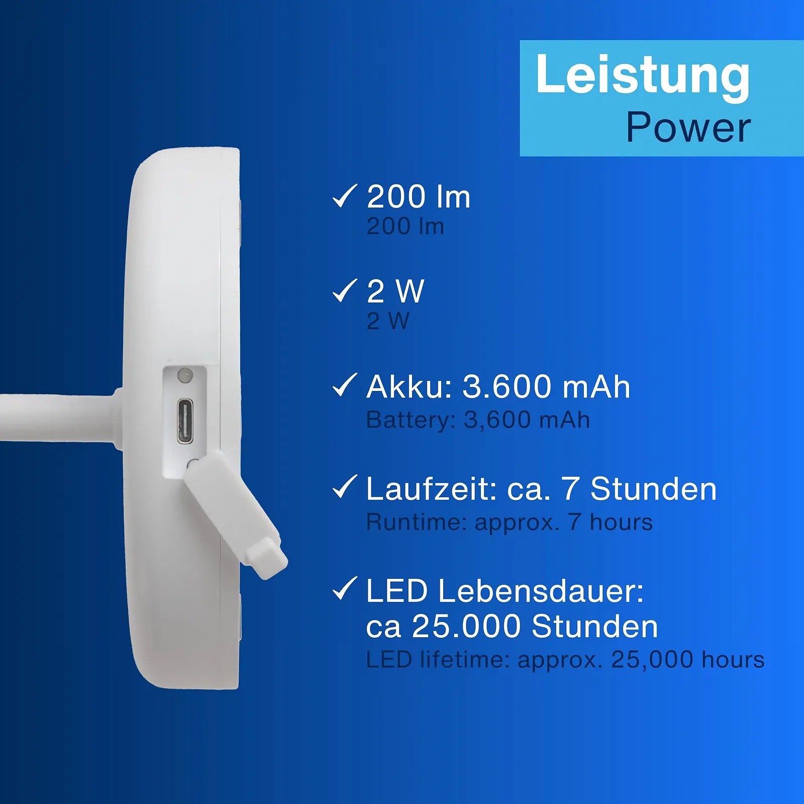 Настільна лампа REV LED Battery Table Lamp 38 см IP44 Touch Dimmable Біла, фото №5