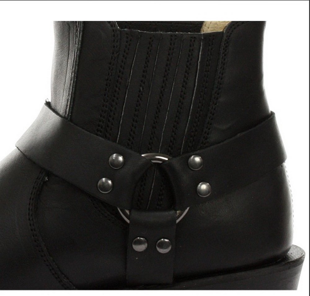 Ботинки Grinders Renegade Low Harness Кожаные Черные Унисекс Ковбойские Мотоциклетные, фото №2