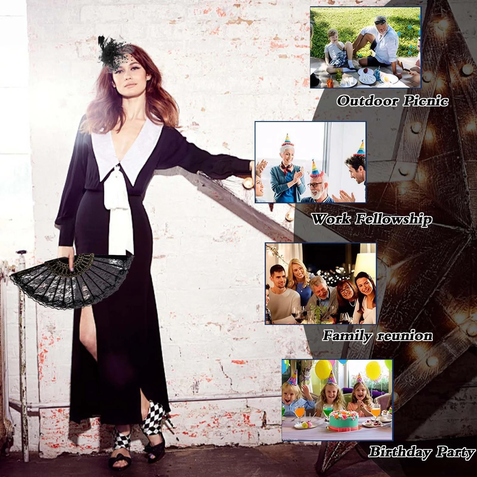 Капелюшок-Обруч Fascinators Black Retro Style з еластичною вуаллю та пір'ям, фото №4 Капелюшок-Обруч Fascinators Black Retro Style з еластичною вуаллю та пір'ям, фото №4