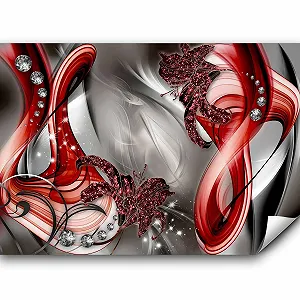 Фотообои murando Flowers Abstract Красные / Серые / Бриллиант / Вспышка - Фото 1