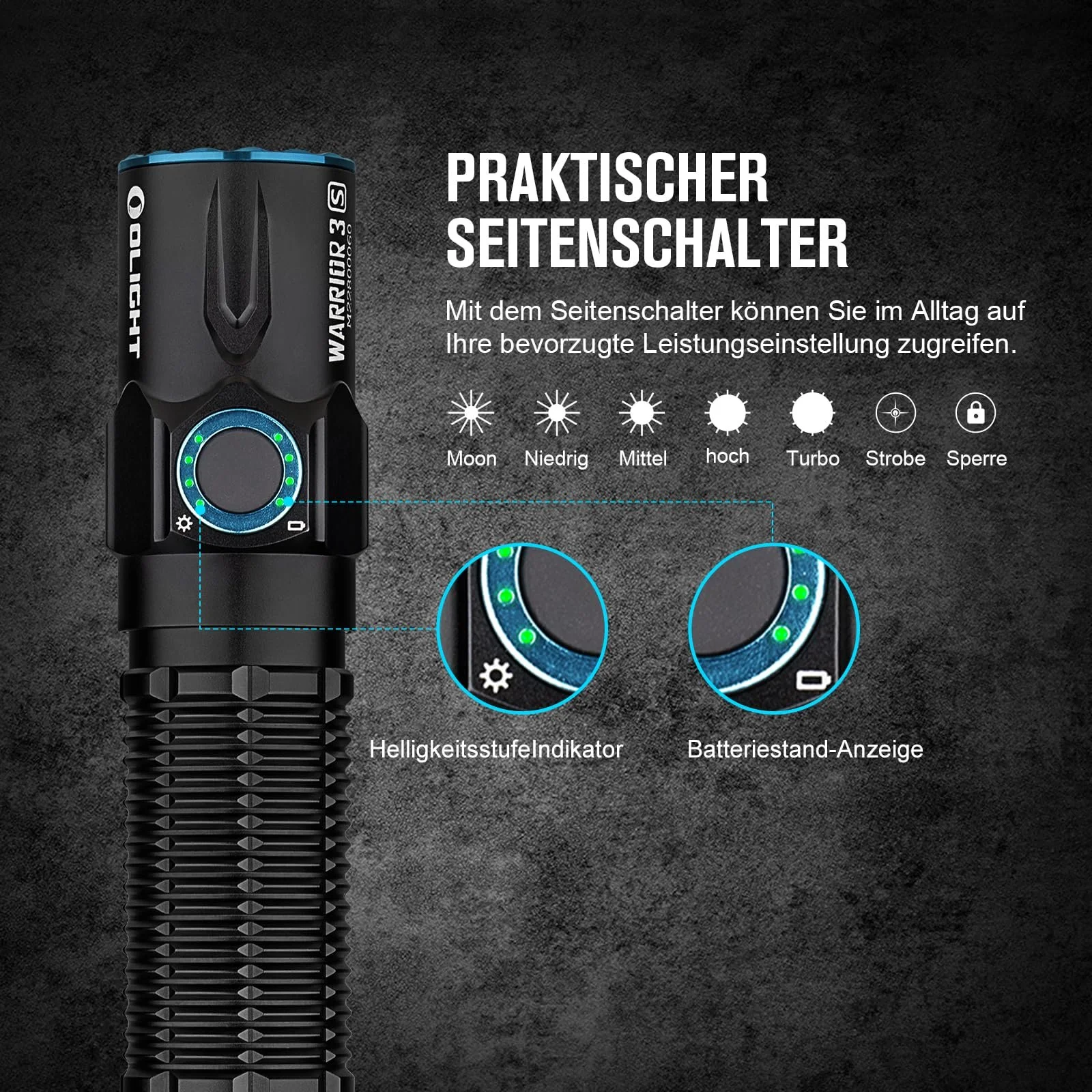 Тактичний ліхтар OLIGHT Warrior 3S 2300 люмен Чорний, фото №3