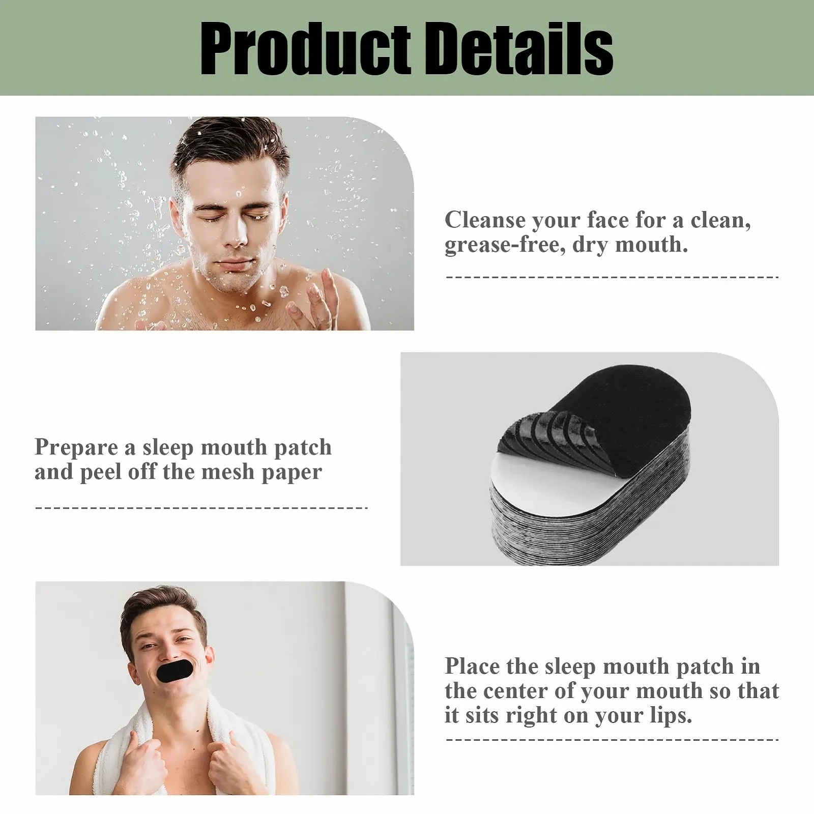 Смужки для рота, 30 шт. Пластирі для рота проти хропіння для оптимального дихання. Підходить для чоловіків і жінок, фото №2