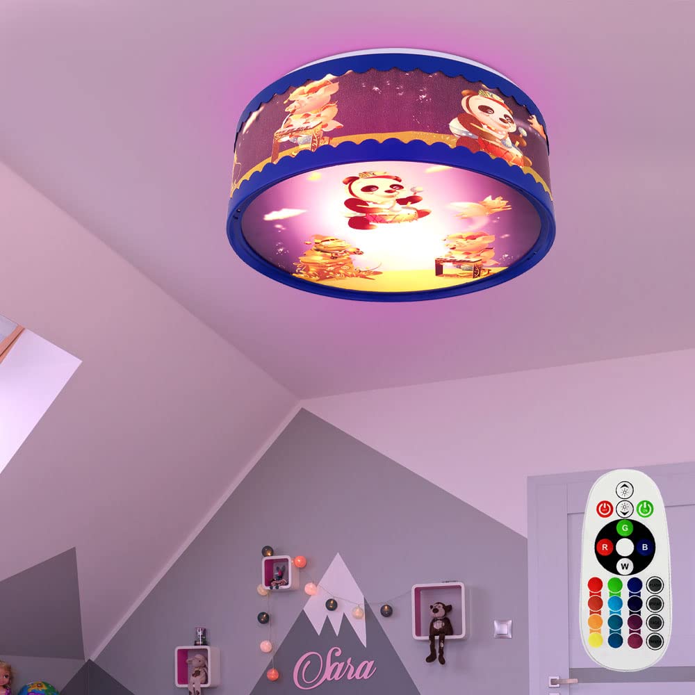Светильник потолочный LED etc-shop Детский Диммируемый с пультом ДУ Животные Многоцветный RGB Смена цвета 5.5 Вт 470 Лм Тепло-белый Диаметр 28 x 11 см, фото №2