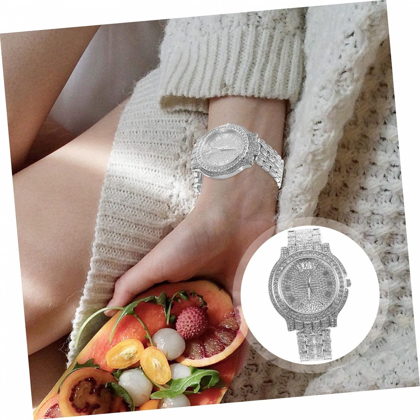 Цифровий годинник LIFKOME з стразами Жіночий годинник Золотий, фото №7