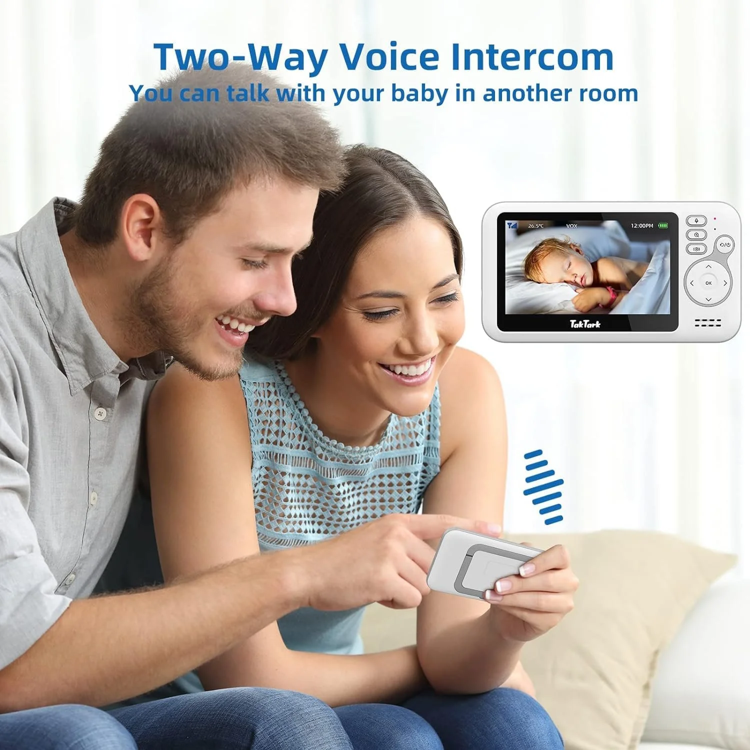 Видеоняня TakTark 4.3" Pan-Tilt 300° VOX Intercom Night Vision Temperature Sensor, фото №3
