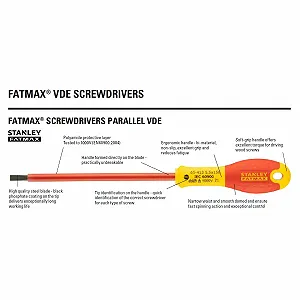 Ізольована шліцьова викрутка Stanley FatMax STA065413 5.5 x 150 мм Червоний та жовтий synthetic.ua - Фото 1